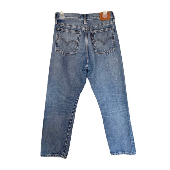 Levi's Wedgie Straight Jeans High Rise Medium Wash Before Dawn Distressed Sz 27 - Picture 8 of 15